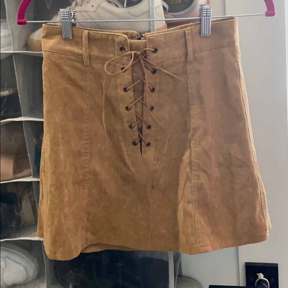 Corduroy lace up skirt